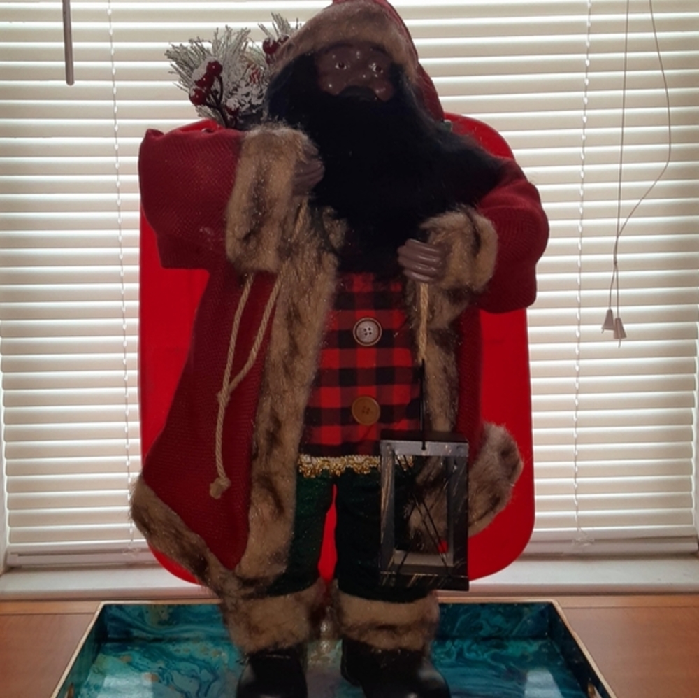 African American/Black Santa Claus Buffalo Check Plaid-Large
